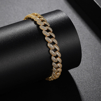 Bracelet cubain en argent sterling S925 entièrement pavé de moissanite, style hip-hop urbain, accessoires de luxe assortis pour couple