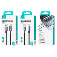 USAMS kabel Usb Data isi daya cepat, kabel Usb Data pengisian daya Cepat tipe C, proteksi pintar kepang nilon aluminium paduan, pengisi daya Cepat SJ663 5V 3A baru