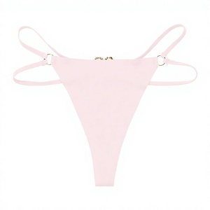 Women Sexy Heart <b>Ring</b> Thong Panties Double Straps Low Waist T-Back Underwear Solid Color Seamless Women's Lingerie Wholesale - Product Image 3