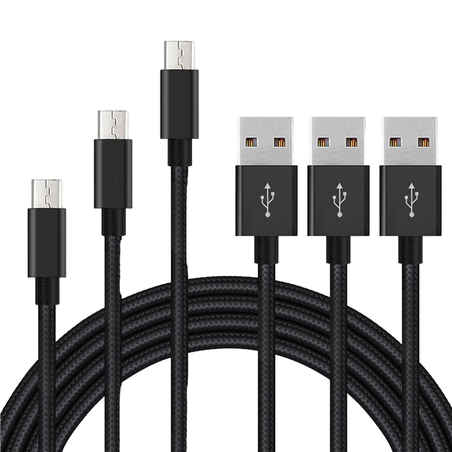 3M Nylon Braided V8 Micro USB Data Cable Charger Fast Charging for Android Mobile Phones Printers Scanners Power Banks Cameras