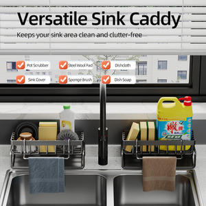 Organisateur <span class=keywords><strong>d</strong></span>'outils de nettoyage pour comptoir de cuisine, support robuste antirouille pour éponge et brosse à poser près de l'évier - Product Image 4