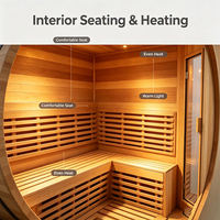 Sauna de Vapor Seco para Exteriores, Sauna de Barril de Cedro Rojo con Panel de Control Computarizado, Capacidad para 2 Personas, Calefacción de 4-6KW
