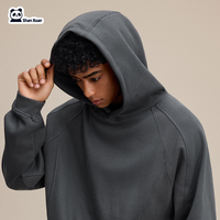 Sweat à capuche oversize en molleton de coton 340 GSM de haute qualité pour homme, manches raglan, design personnalisé, couleur unie, teinture unie, hiver
