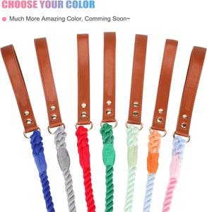 Nuovo guinzaglio per cani in tessuto di colore Macaron 5 piedi e 5 piedi con manico in pelle - Product Image 6