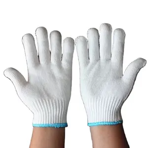 Guantes de trabajo de seguridad de punto de algodón puro reutilizables con diseño personalizado para hombre guantes de trabajo de punto blanco con logotipo personalizado
