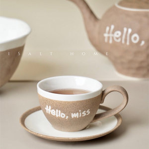 Винтажный чайный набор в европейском стиле из грубой керамики с декором в виде английских букв, высококачественный чайник с ручкой, модель 23354 - Product Image 2