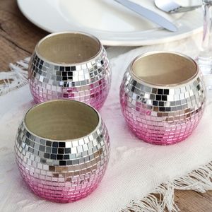 Lot de 6 bougeoirs photophore <span class=keywords><strong>en</strong></span> <span class=keywords><strong>verre</strong></span> pour mariage rose argent dégradé boule Disco pour Ramadan Noël Bar Restaurant Home Decor - Product Image 2