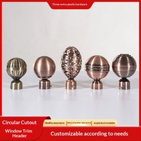 Vente en gros d'usine, tringle à rideau fabriquée en Chine, en fer forgé couleur cuivre, embout ajouré, bouton boule style vintage pour rideau