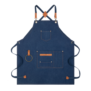 Toile avec logo personnalisé Tabliers de <span class=keywords><strong>chef</strong></span> en coton unisexe pour serveur Uniforme de cuisine Tabliers de bar Travail long commercial Tabliers de café et de restaurant - Product Image 2