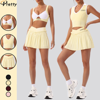 Ensemble de jupe plissée de sport pour femmes, style ballet, avec logo personnalisé, pour le tennis, couleurs contrastées, vêtements de sport athlétiques pour le golf et le badminton
