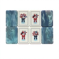 Mahjong Americano Plegable de Lujo en Acrílico Azul Claro con Diseño Patriótico |   Fichas de Mahjong con Temática del 4 de Julio con Joker de EE. UU.