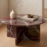 Meubles de salon, ensemble de tables basses modernes, base croisée, tables basses rondes imbriquées, table basse Rosso Levanto