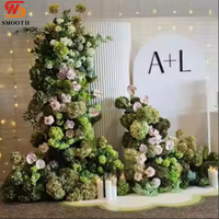 Set Bunga Bola Flora Runner Mawar Hydrangea Hijau Buatan Gaya Hutan Kustom SMOOTH