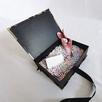 Boîte cadeau magnétique en carton rigide noir pliable avec logo personnalisé