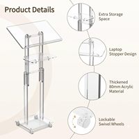 Acrylique Transparent Podium Table d'enseignement Table de présentation église mariage plate-forme de parole réglable