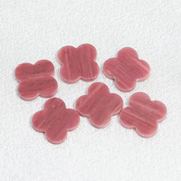 Pierres précieuses en vrac personnalisées de haute qualité Rhodonite naturelle et Quartz Rose coupe plate trèfle à quatre feuilles en gros