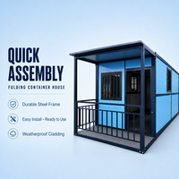 Maison conteneur pliable pour vacances en campagne, cabane préfabriquée en acier de 20 pieds avec véranda pour propriétaires de B&B