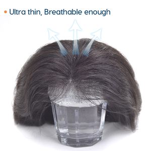 Parrucchino HS25V 100% Capelli Umani Remy per Uomo, Attaccatura Naturale <span class=keywords><strong>Invisibile</strong></span>, Base Ultra-Sottile 0,03mm, Capelli Indiani di Alta Qualità - Product Image 3