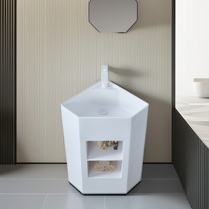 Moderno Gabinete de Baño Rectangular de Esquina para Apartamento <span class=keywords><strong>Pequeño</strong></span>, con Espejo, de MDF, Montado en la Pared, con <span class=keywords><strong>Lavabo</strong></span> <span class=keywords><strong>y</strong></span> Fregadero - Product Image 5