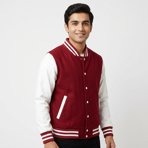 Vestes d'hiver pour hommes de style universitaire, légères, dernier modèle OEM, 100% coton, col montant avec logo sur le devant, veste universitaire de style Letterman - Product Image 1
