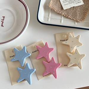 Barrette à cheveux vintage coréenne Y2K avec étoile colorée et strass, décorations pour filles - Product Image 4