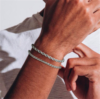 ONLY U Men Bracelet chaîne en argent Box Twist Curb Rope Snake Paperclip Bracelet