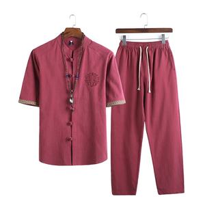 Heren Linnen Sets 2024 Zomer Heren Streetwear Jogger Shirts Lange Broek Mannen Chinese Stijl 2 Stuks Hanfu Trainingspak Tang Pak 5xl - Product Image 3