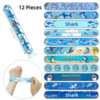 Nouveau bracelet en PVC à thème requin, à faire tourner, avec message « Attention aux requins », idéal pour la décoration de fêtes d'enfants et comme cadeau