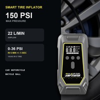 Démarreur portable pour voitures et camions, vente en gros usine, 6000mAh 600A, avec gonfleur de pneus 150PSI, batterie externe et lampe LED