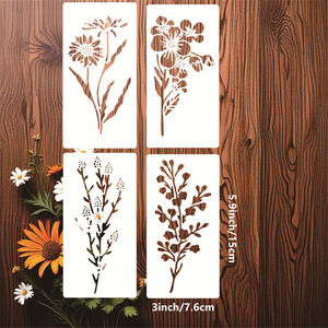 18pcs野花模版3X5.9英寸花叶画模版塑料DIY植物绘图模板 - Product Image 3