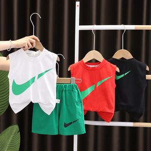 2025 nuovo completo gilet alla moda sottile estivo da ragazzo senza maniche e pantaloncini per abbigliamento sportivo per bambini - Product Image 2