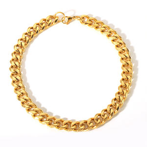 Collar de clavícula de acero inoxidable chapado en oro de 18 quilates que no se deslustra, Gargantilla de cadena cubana gruesa <span class=keywords><strong>Punk</strong></span> minimalista para mujer - Product Image 1