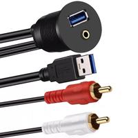 Arnés de Cables para Tablero de Motocicleta y Automóvil con Soporte, USB 3.0, RCA de 3.5mm, Cable Impermeable para Equipos de Audio de Automóvil