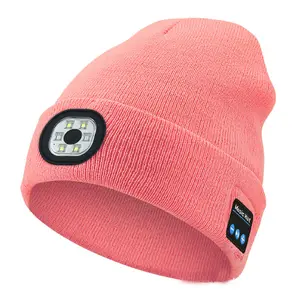 Handsfree Beanie Oplaadbare Bluetooth Led Hoed Bewegende Oren Helderheidsverlichting Draadloze Muziek Winter Warme Pet Voor Buiten