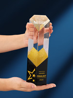 Trophée en cristal, médaille personnalisée JB-019, ambiance haut de gamme, lettrage gravé créatif pour récompenser les employés exceptionnels