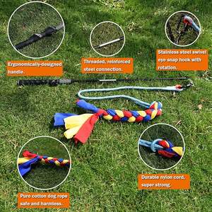 Interaktif köpek oyuncak eğitim flört kutup örgülü polar oyuncak güçlü kordon teleskopik çubuk köpek flört kutup Pet halat ile çiğnemek oyuncak - Product Image 5