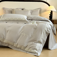 Parure de lit 4 pièces en coton longues fibres 100 fils, certifiée OEKO-TEX, gris minimaliste pour homme