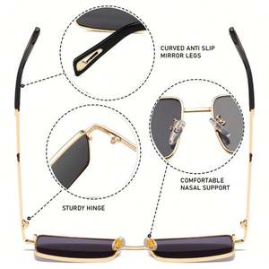 Lunettes de soleil carrées en métal à monture fine, dégradées UV400, pour hommes et femmes, avec logo personnalisé, style vintage, en alliage, pour la conduite, collection 2025 - Product Image 4