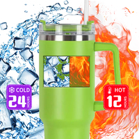 Vasos Térmicos Personalizados de 40oz con Popote para Sublimación y Asa, Taza de Viaje de Acero Inoxidable al Vacío con Logotipo Grabado con Láser