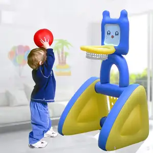 Conjunto de argola de basquete 2 em 1, conjunto inflável de brinquedo com argola e gol de basquete para crianças