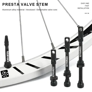 Valves <span class=keywords><strong>tubeless</strong></span> RIDERACE pour vélo, 45, 65, 85 mm, valves Presta pour cyclisme sur route, noyaux amovibles, <span class=keywords><strong>valve</strong></span> à air, 2 pièces/ensemble pour <span class=keywords><strong>VTT</strong></span> - Product Image 5