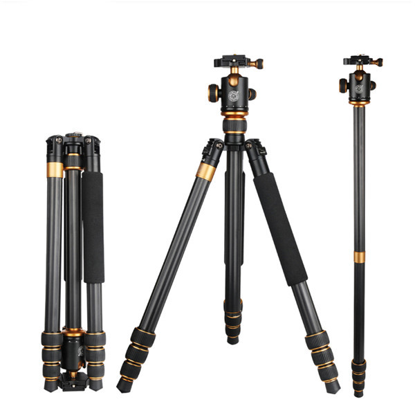 Qzsd Q1088c 167cm High Max Load 10kg Professional Carbon Fiber Tripod Stand with Ball Head for DSLR Digital Video Camera