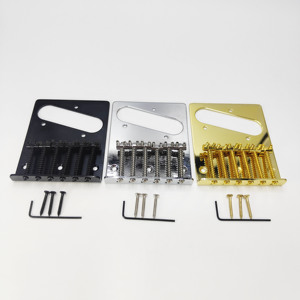 Pont de guitare électrique TL 6 cordes avec plaque de tension et 6 chevilles d'accordage Or Argent Noir Accessoire de guitare Pièces de guitare - Product Image 1