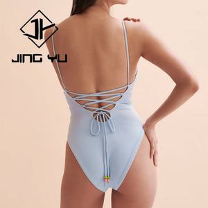 Maillot de bain de haute qualité à imprimé hawaïen, maillot de bain personnalisé à bretelles creuses en nylon, vêtements de plage 2025 - Product Image 5