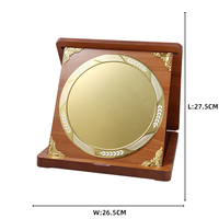 Plaque d'aluminium ronde en argent doré avec boîte en bois Paquet de plaque Prix de conception personnalisée de haute qualité Plaques personnalisées