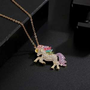 Rhinestone di modo colorful unicorn pendente della <span class=keywords><strong>collana</strong></span> della <span class=keywords><strong>collana</strong></span> del <span class=keywords><strong>Cavallo</strong></span> - Product Image 3