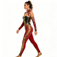 Combinaison de pom-pom girl scintillante entièrement ornée de strass, extensible et confortable, idéale pour les spectacles sur scène et les tenues d'équipe.