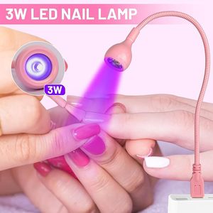 UV LED Nail <b>Lamp</b>, 3W <b>Portable</b> Duck Neck UV Nail <b>Lamps</b> Dryer Gel Polish Curing Light With Pink Gooseneck - Product Image 2
