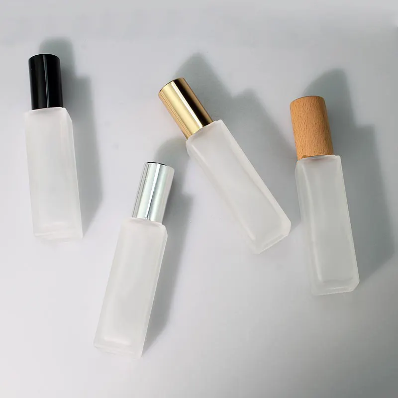 5ml 10ml 15ml square frosted perfume glass spray bottles matte flat perfume glass bottle