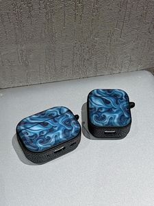 Étui AirPods à motif tourbillon bleu pour AirPods Pro 2 4 3, housse de protection antichoc avec porte-clés - Product Image 6